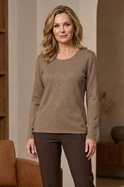 YXL COLLECTION Bluză pentru femei, mărime mare material elastic guler rotund ...