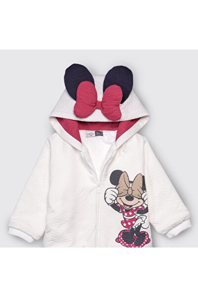 İNDİGO Minnie Mouse Printed Hooded Baby Girl Triple Set