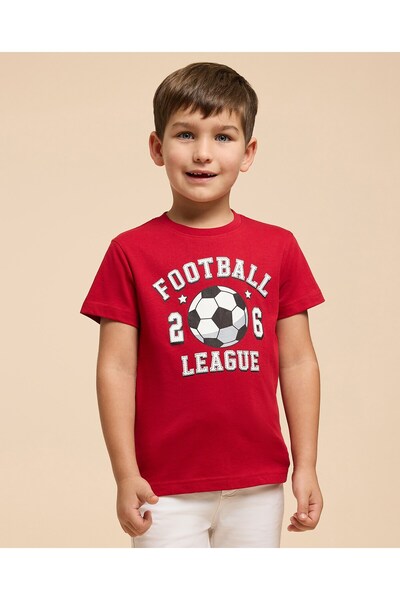 R&B تي شيرت مطبوع برقبة دائرية وأكمام قصيرة