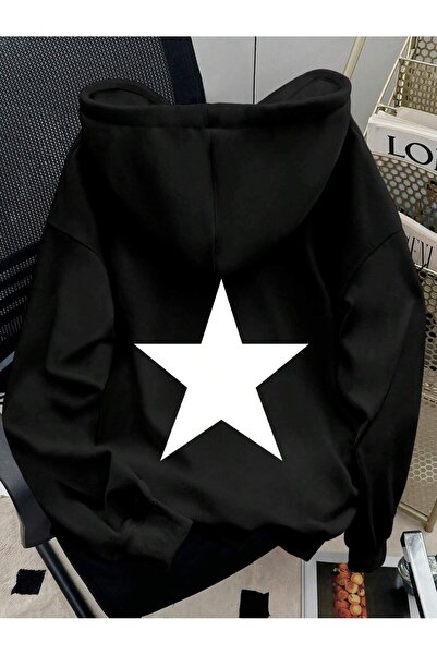 DAXİS Sportwear Company KAPÜŞONLU YIZDIZ DETAY BASKILI SWEATSHİRT