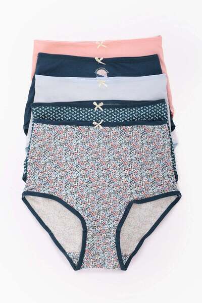 CARINA عبوة من ٥ سراويل داخلية بريف بخصر عالي ملونة