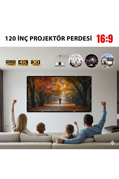 idragon 120 inç Projektör Perdesi - 16:9 HD Katlanabilir Taşınabilir Projeksi...