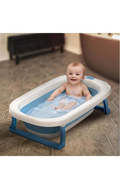 BAYBEE حوض استحمام قابل للطي للأطفال الرضع بقاعدة مانعة للانزلاق (أزرق)