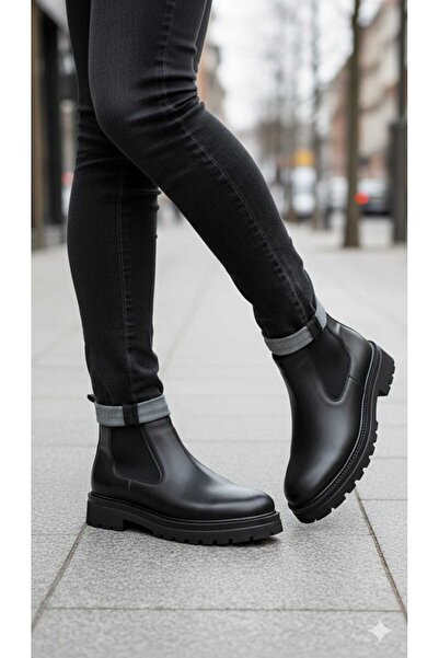 capel hor-se CHELSEA MODERN YENİ TASARIM HAKİKİ DERİ ERKEK SİYAH BOOTS