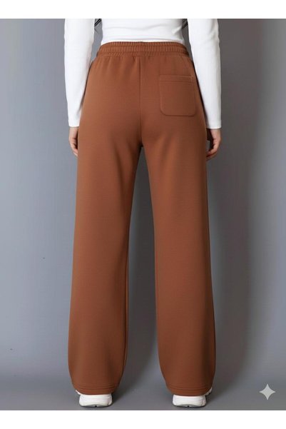 CAST COLLECTİON Pantaloni de trening maro pentru femei, cu căptușeală fină și croială largă