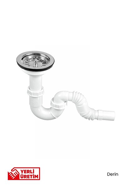 Gama S Tekli Çöpmak Sifonu Körüklü Derin Taşmasız Lavabo Gideri