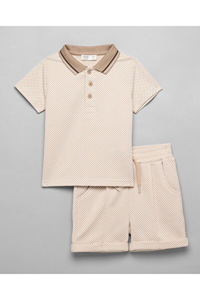 R&B Solid Polo T-Shirt and Shorts Set