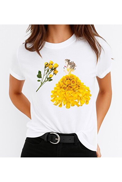 OEM Tricou damă din bumbac 100%, rochie galbenă