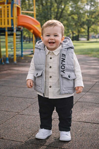 kidsense Boy's Enjoy Vest Set 3-Piece Set with Muslin Shirt