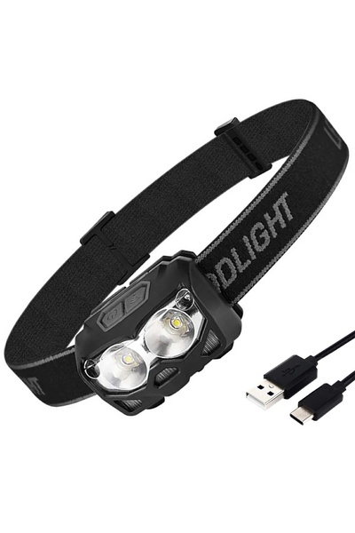 Aptel Headlamp, LED, 10W, 5 modes, adjustable strap, USB charging, black, 6x4...