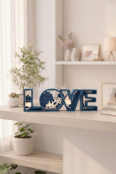 Plodna House LOVE Dekoratif Masa & Raf Süsü 3D Baskı