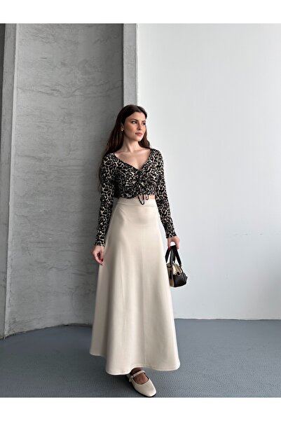 eyyebelle Women's Modal Fabric Elastic Waist Flared Skirt