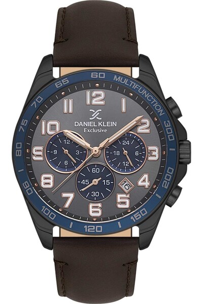 Daniel Klein ساعة يد رجالية سوداء نشطة بحزام جلدي حصري طراز DK.1.13843-5