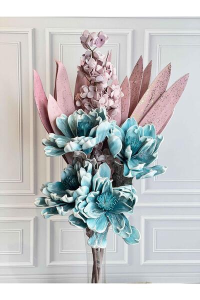ROSSEV Pembe-Turkuaz 5 Dal Yapay Çiçek