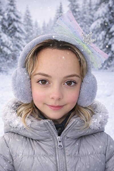 TAKIŞTIR سماعة رأس من القطيفة مع شكل شريطي باللون الرمادي