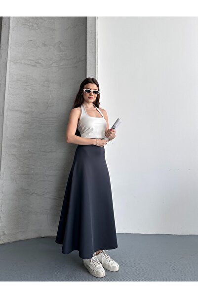 eyyebelle Women's Modal Fabric Elastic Waist Flared Skirt