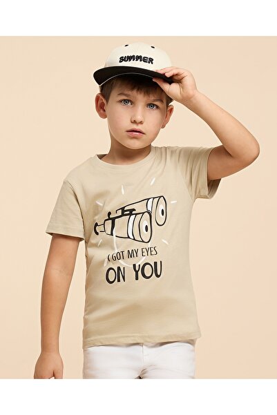 R&B تي شيرت مطبوع برقبة دائرية وأكمام قصيرة