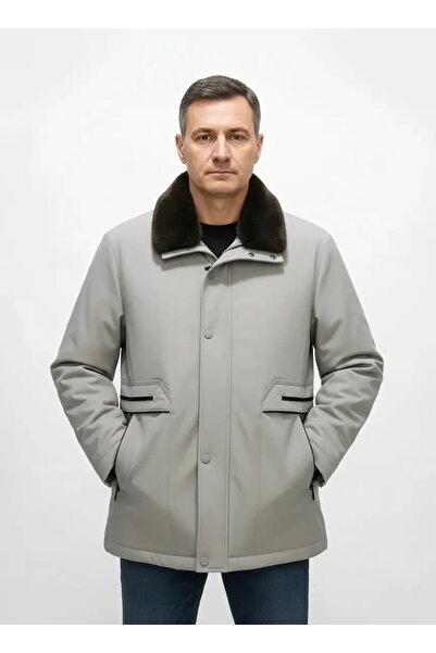 uppstairs Fur Collar Gray Men's Coat