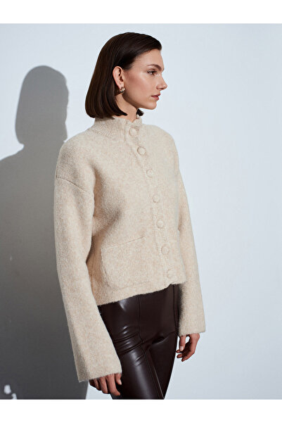 Dilvin 60995 Tricotaj cu guler ridicat nasturi Cardigan-A.Bez Mel.