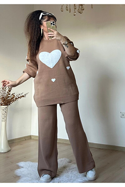 AZRA BUTİK Heart Love Suit Beige