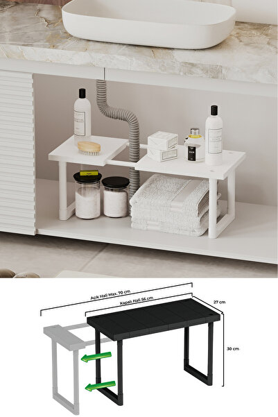 İndecor Houseware Plastik Genişletilebilir Raf Ayarlanabilir Düzenleyici Mutf...