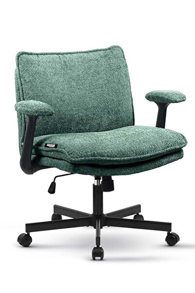 DROGO كرسي مكتب متقاطع الأرجل للعمل من المنزل، مريح مع مسند ذراع قابل للطي (أ...