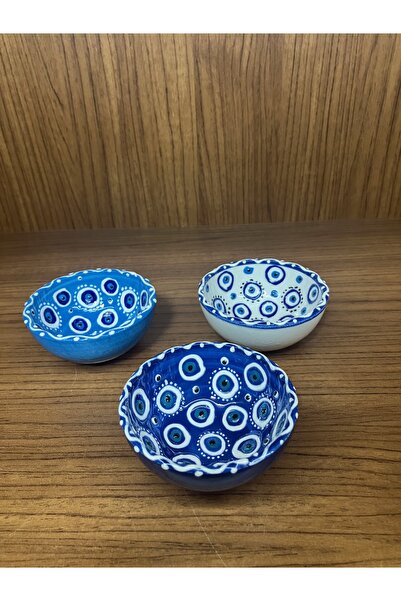 Emre Hediyelik طقم صواني تقديم مصنوعة يدويًا من حجر العين الشريرة مكون من 3 قطع