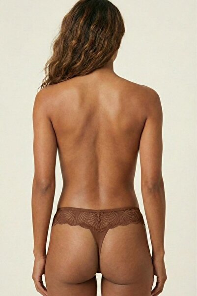 Vanilya Secret Tanga de damă maro de lux Laser croială cu detaliu din dantelă...