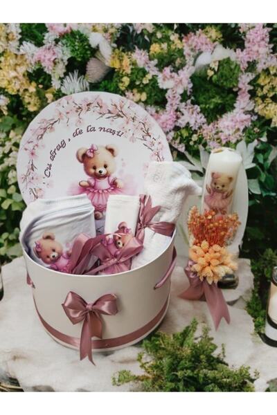 Inovius Trusou Botez cu 8 Piese - Model Ursulet cu fundita - TB808