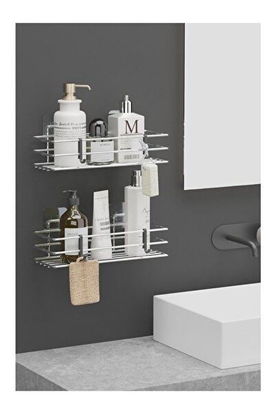 Egem Home Хром-срібло з клейкими гачками, 2 штуки, полиця для ванної кімнати ...