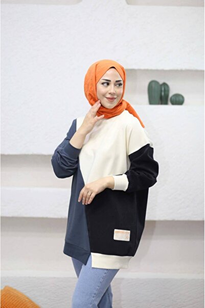 Suede Style 9097 - 2 Thread Denim Garnished Comfortable Stylish Women's Tunic
