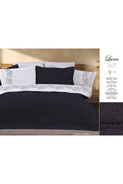 Bella Home 9 Piece Luna Dowry Set – Stylish and Convenient – Navy Blue with O...