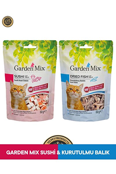 Garden Mix Kuzulu Sushi & Kurutulmuş Balık Kedi Ödül Maması Seti 2x60 gr