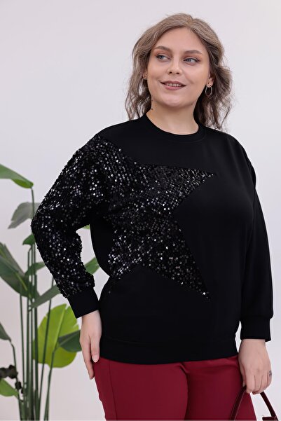 Siyezen سترة رياضية مطرزة بالترتر على شكل نجمة كبيرة الحجم