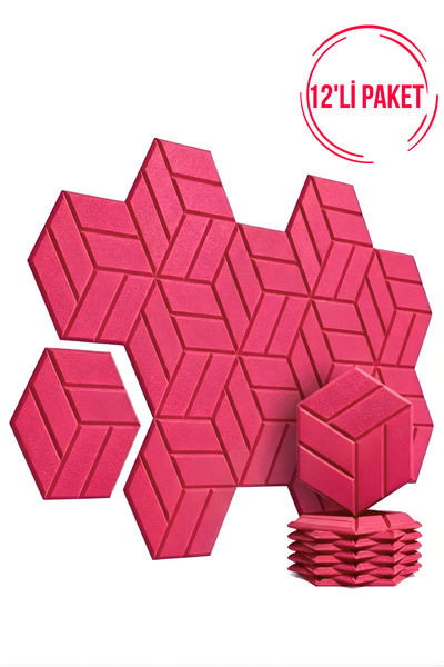 Walter White 12'li Pembe Altıgen Duvar Karoları Dekoratif Isı Yalıtım, Ses Ya...