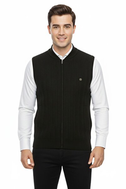 Çizgi Triko Men's Zippered Vest with Pockets Steel Mesh Classic Fit 5209J Bgl...