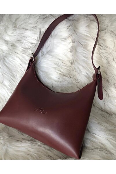 EZLEM Burgundy Leather Casual Shoulder Bag