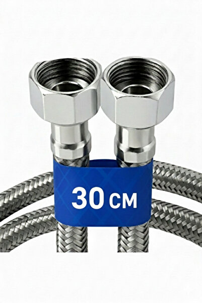 YAPI KALİTE Toilet Hose 2 Pieces 3/8 Steel Stainless Braided Flex Hose 30 cm