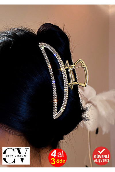 cityvision Agrafă de păr pentru femei, model eliptic, culoare aurie, 11 cm – ...