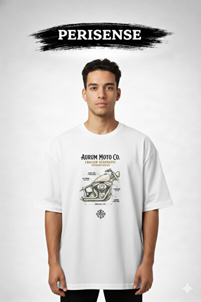 PERISENSE Tricou oversize unisex din bumbac pieptănat premium, cu imprimeu BL...