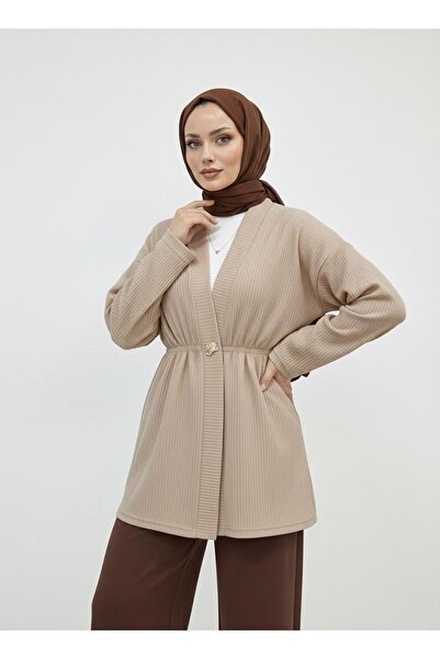 Foremia Button Detail Cardigan-Stone