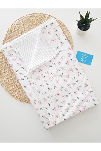 artıbebe Floral Lace Double Layer Throw Blanket |   100% Cotton |   Baby Swad...