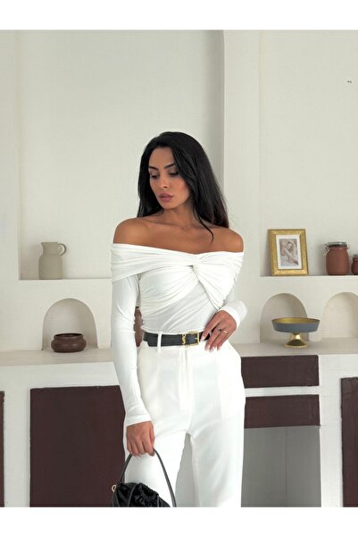 LİSAA BUTİK Women's Madonna Collar Knotted Blouse