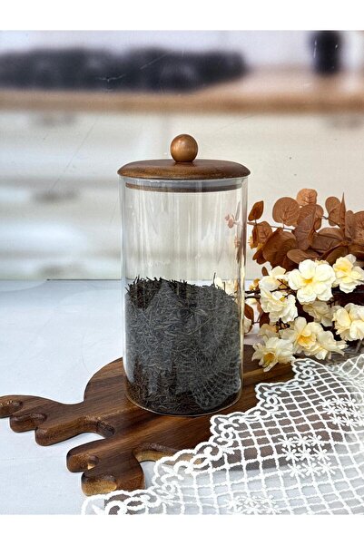 MİEN Akasya Top Kulp Kapak Cam Kavanoz 1550 Ml TKEBT Şeffaf