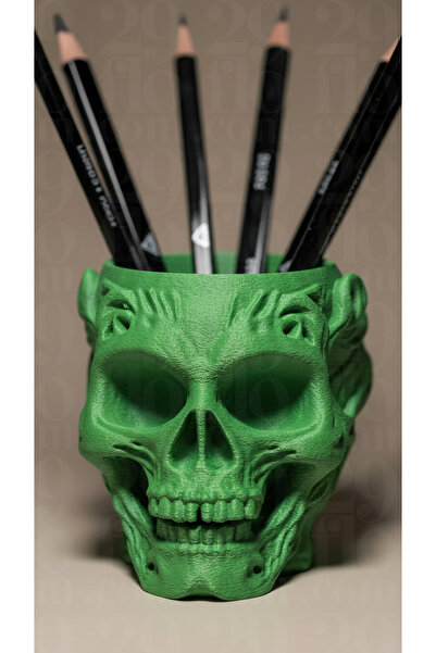 Plodna House 3D Design Skeleton-Looking Desktop Pen Holder - Gothic Decorativ...