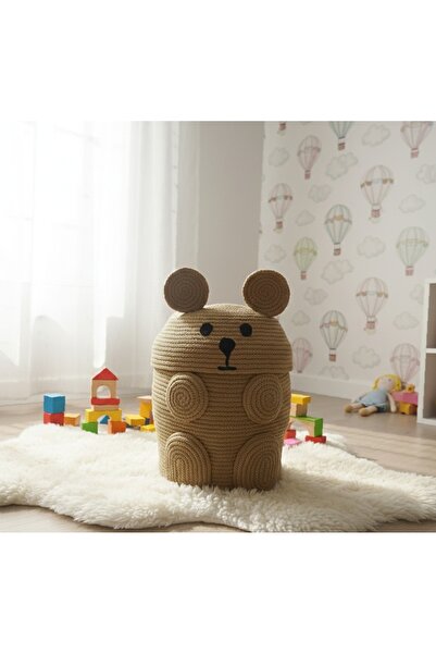 HAT HOME Ayıcık Oyuncak Sepeti halat jüt handmade 30x40