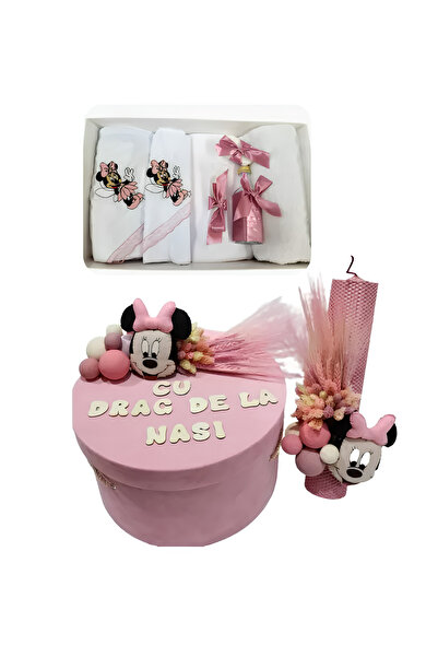 Inovius Комплект за кръщене, 9 части с Мини Маус от кадифе - BAB162