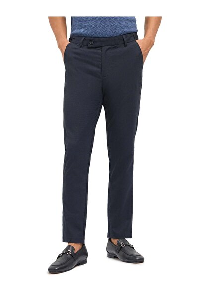 The Bear House Men's Striped Slim Fit Formal Trouser