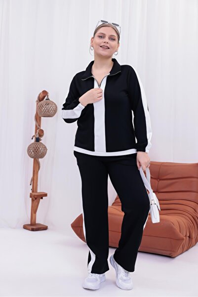 Siyezen Σετ με ριγέ μανίκια καπρί σε μεγάλο μέγεθος