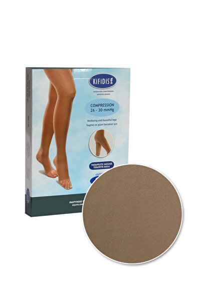 Kifidis Burnu Açık Külotlu Çorabı 26-30 mmHg (CCL2) - 280 Denye Mikrofiber Bej
